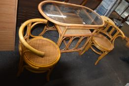 Bamboo Conservatory Glass Topped Table, and Two Ch