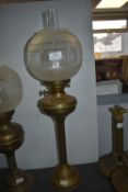Brass Oil Lamp with Engraved Shade