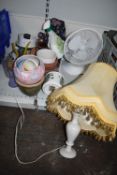 Mixed Lot Including Plant Pots, Electric Fan, Lamp