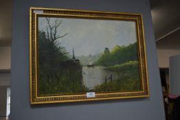 Unsigned Oil on Board Riverscape