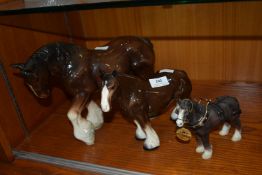 Three Shire Horse Figures