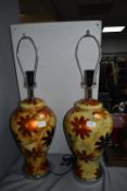Pair of Floral Pattern Table Lamp Bases