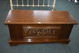 Carved Oak Ottoman and Contents