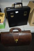 Vintage Leather Briefcase, and a Record Case