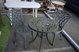 Aluminium Garden Table and Two Chairs