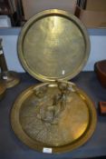 Two Indian Brass Trays and Ornaments