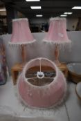 Two Pink Table Lamps and a Shade