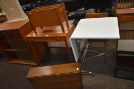 Two Drop Leaf Tables, Side Table, and a Newspaper