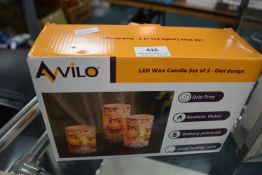 Set of Three LED Wax Candles with Owl Design