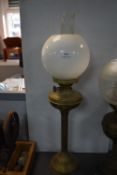 Brass Oil Lamp with White Shade