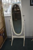 White Painted Oval Cheval Mirror