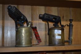 Two Vintage Brass Blow Lamps