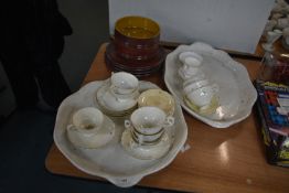 Two Large Serving Trays, Assorted Pottery, etc.