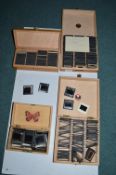 Four Wooden Boxes Containing Slides
