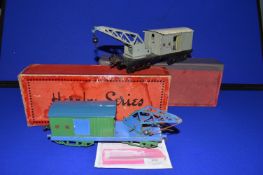 Two Hornby O Gauge Breakdown Vans, Cranes with Packaging