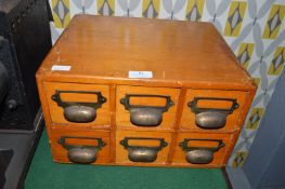 Wooden Six Drawer Filing Box Containing Magic Lantern Slides