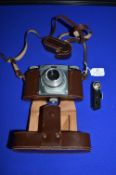 Paxina 35mm Camera with Kreuznac Pointar 1:3.5/75 Lens, plus Leather Case