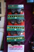 Hornby O Gauge M Series Wagons, Three Travel Cars, and a Mail Car