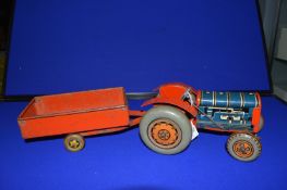 Unmarked Tinplate Tractor and Trailer