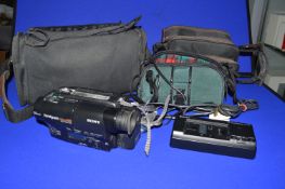 Sony Handy Cam Video Hi 8 Camcorder, Camera Bags, and Accessories