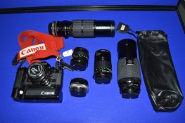 Canon A-1 Motorised 35mm Film Camera (AF) plus Lenses