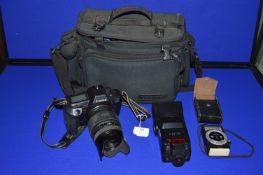 Canon EOS 600 35mm Camera with Sigma UC Zoom 70-210mm Lens, Cobra Camera Bag, and Light Meters,