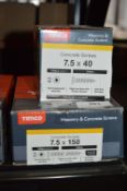 *1x Timco 7.5x150 Concrete Screws 100pk, 1x Timco 7.5x40 Concrete Screws 100pk