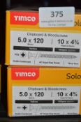 *2x Timco Solo 5x120 Chipboard & Wood Screws 100pk