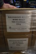*2x 25kg Box of Galvanised Round Wire Nails 150x6mm