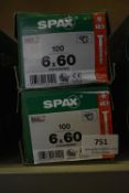 *2x Spax T30 6x60 Screws 100pk