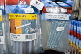 *3x Nylon Frame Fixing 6pk 10x160mm, and 3x Pack of Unifix Coach Bolts 8x100mm