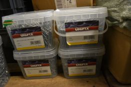 *Four 2.5 KG Tubs of Unifix Galvanised Clout Nails 65 x 2.65mm