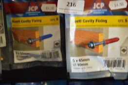 *8x Packs of Rosette Cavity Fixings 5x65mm and 5x55mm