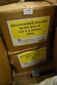 *Two Boxes of Galvanised Round Wire Nails 125 x 5.6mm - 25kg