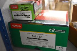*1x Timco 5x80 Multipurpose Screws 1000pk, plus a Part Box of Timber Frame Construction Screws