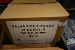 *Two 25kg Galvanised Round Wire Nails 150 x 6mm