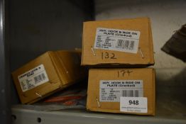 *4x Galvanised Heavy Duty Cranked Hook & Ride on Plate 300mm and 1x Epoxy Black