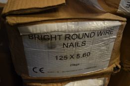 *1x 25kg Box of Bright Round Wire Nails 125x5.60mm