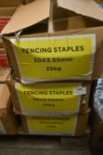 *2x 25kg Box of Fence Staples 30x3.55mm, plus One Part Box