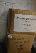 *2x 25kg Tub of Bright Round Nails 40x2.36mm, plus Part Box