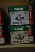*2x Spax T30 6x60 Screws 100pk