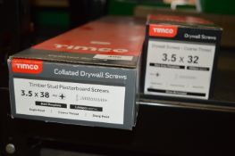 *1x Timco 3x38 Timber Stud Plasterboard Screws 1000pc, and 1x Timco 3.5x32 Drywall Screws 1000pc