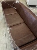 *3 Seater Brown Faux Leather Sofa on Stainless Steel Legs