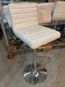 *6 x White/Cream FauxLleather Bar Stools on Chrome Adjustable Pedestal