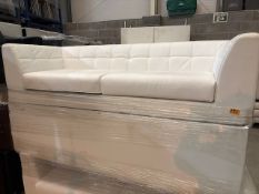 *3 x 3 Seater White Faux Leather Sofas