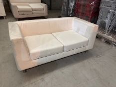 *2 x 2 Seater Sofas White / Cream on Stainless Steel Legs