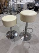 *6 x Gas Lift Cream Faux Leather and Chrome Bar Stools