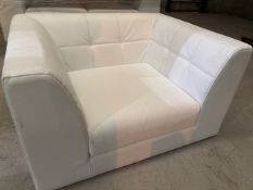 *Pair of White Faux Leather Armchairs Good Condition Need Screw in Feet