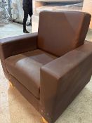 *Pair of Brown Faux Leather Armchairs