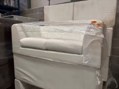 *2 x 2 Seater White Faux Leather Sofas